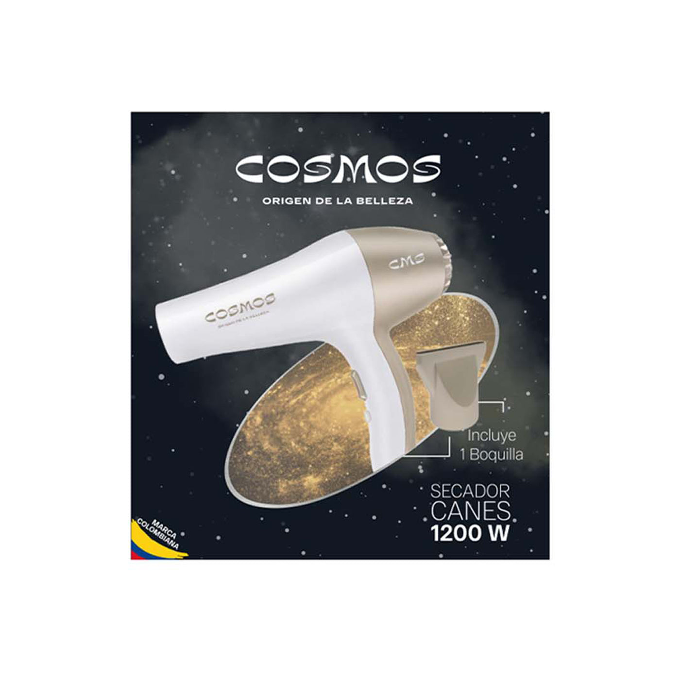 Secador Para Cabello Personal Viajero CMS Cosmos Canes Dorado Edición Limitada