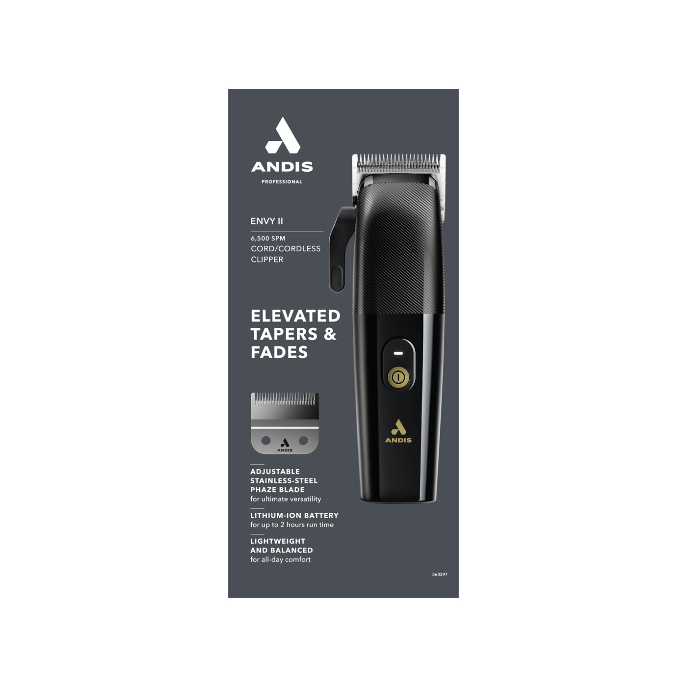 Maquina Inalambrica Profesional Andis Envy ll Negra