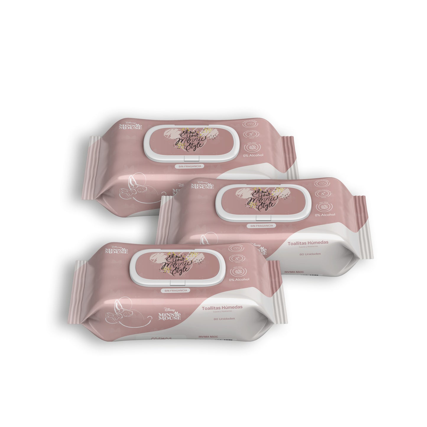 Paga 9 Lleva 12 Pañitos Húmedos Disney Cosmos Minnie Dama